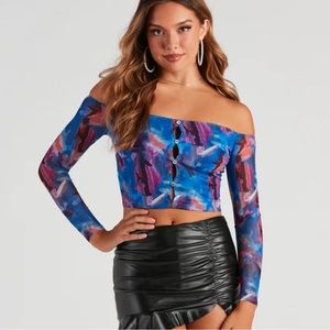 Windsor Artistic Soul Mesh Cutout Crop Top